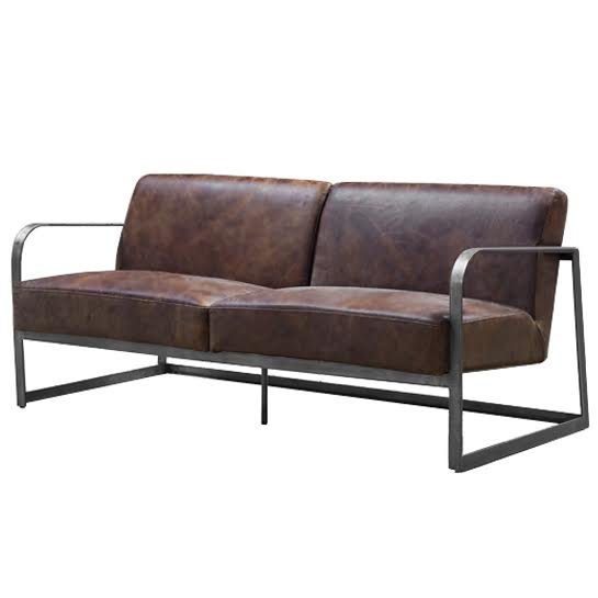 Диван INDIO METAL leather SOFA Коричневый в Казани | Loft Concept 