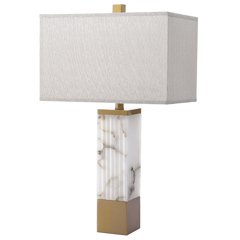 Настольная лампа Blanchefleur Marble Table Lamp Белый Мрамор Bianco Серый Латунь в Казани | Loft Concept 