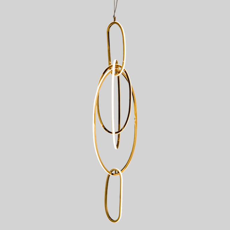 Люстра Vertical Gold Oval Rings Chandelier Золотой в Казани | Loft Concept 