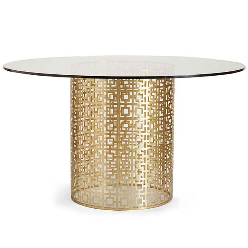 Обеденный стол Jonathan Adler Nixon Dining Table столешница Стекло Золотой Прозрачный в Казани | Loft Concept 