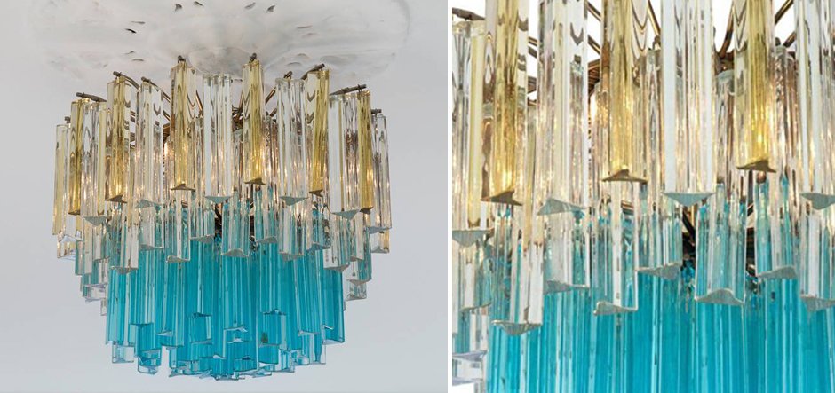 1960s Vintage Murano Glass Chandelier turquoise glass - Loft-Concept в Казани