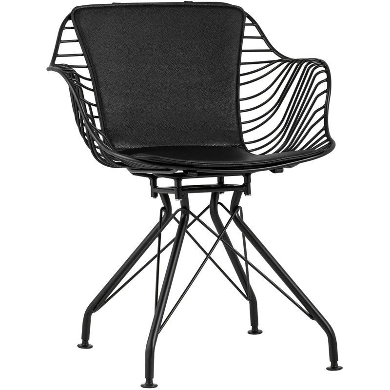 Стул Bertoia с подлокотником Chair Black metal Черный в Казани | Loft Concept 