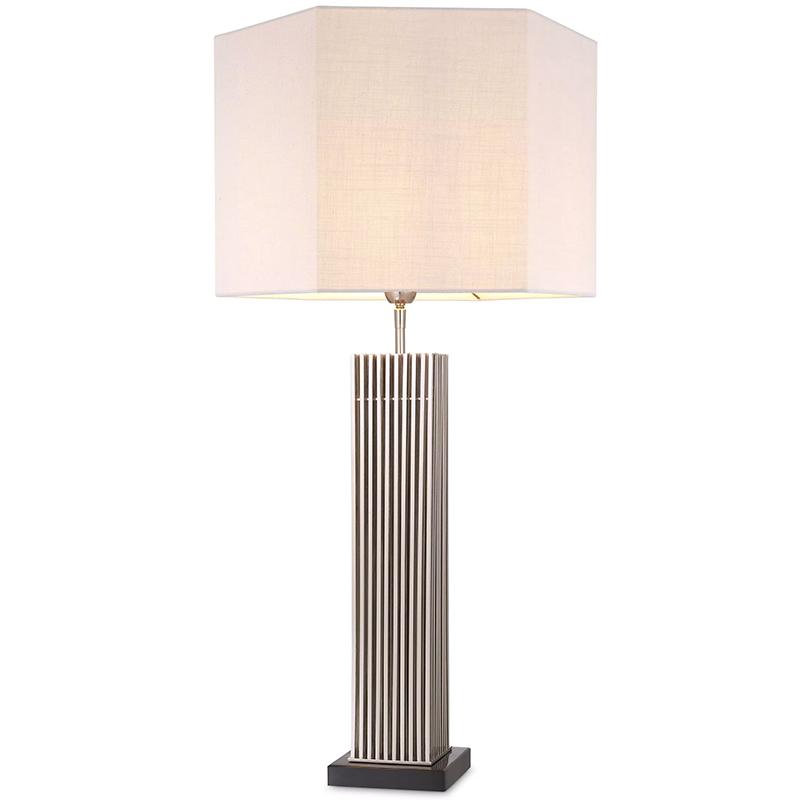 Настольная лампа Eichholtz Table Lamp Viggo Nickel Белый Никель Черный Мрамор Nero в Казани | Loft Concept 