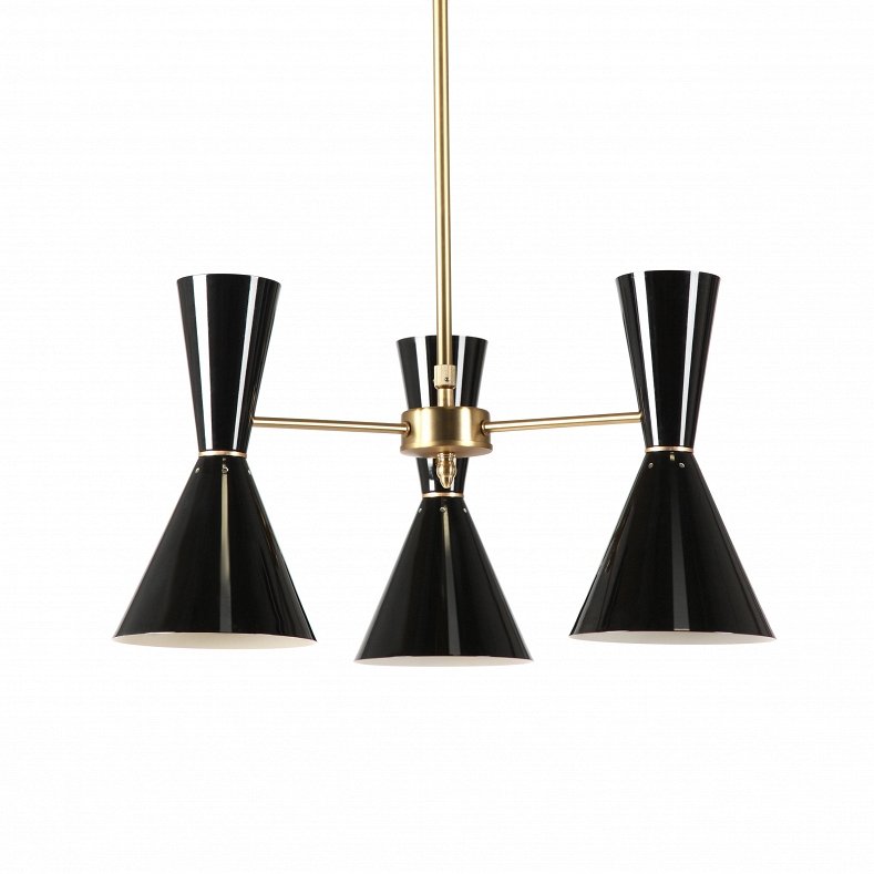 Люстра CAIRO Chandelier 3 Arm black Черный Латунь в Казани | Loft Concept 