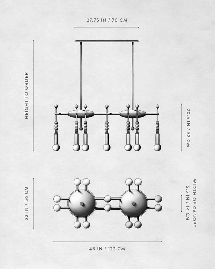 Линейная Люстра TALISMAN 14 патронов по дизайну студии Apparatus в Казани