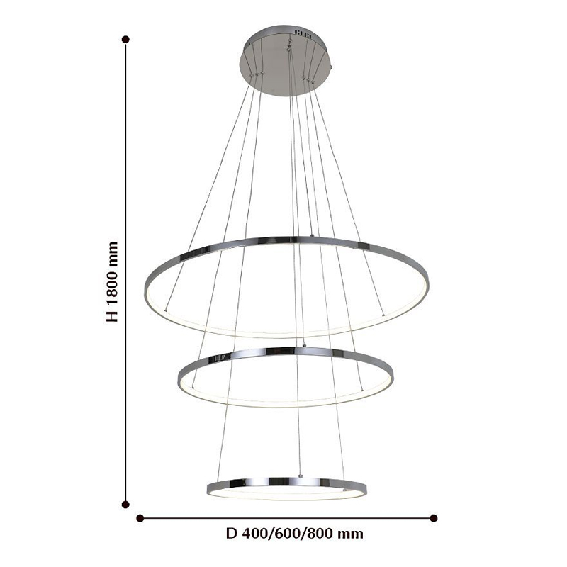 Кольцевая люстра цвета хром из трех колец в Казани