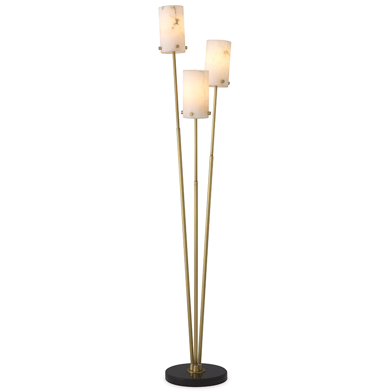 Торшер Eichholtz Floor Lamp Rodolpho Латунь Бежевый Черный Мрамор Nero в Казани | Loft Concept 