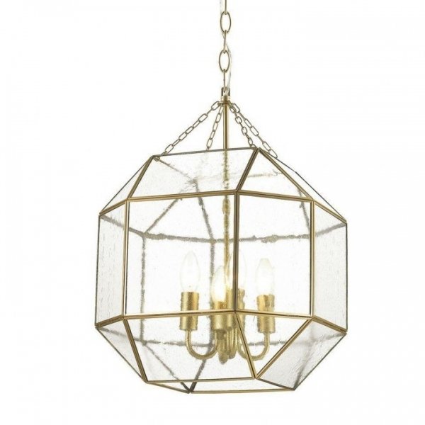 Подвесной светильник Glass & Metal Cage Pendant Gold 4 Глянцевое золото в Казани | Loft Concept 