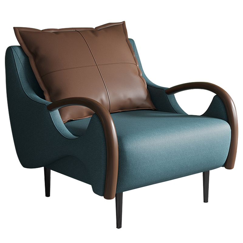 Кресло Oliwier Blue Armchair Синий Коричневый в Казани | Loft Concept 