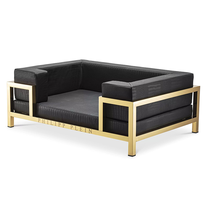 Лежанка для домашних животных Philipp Plein Dogbed High Conic Limited XL Gold Черный Золотой в Казани | Loft Concept 