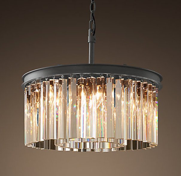 Люстра RH Rhys Clear Glass Prism Round Chandelier 40 Черный в Казани | Loft Concept 