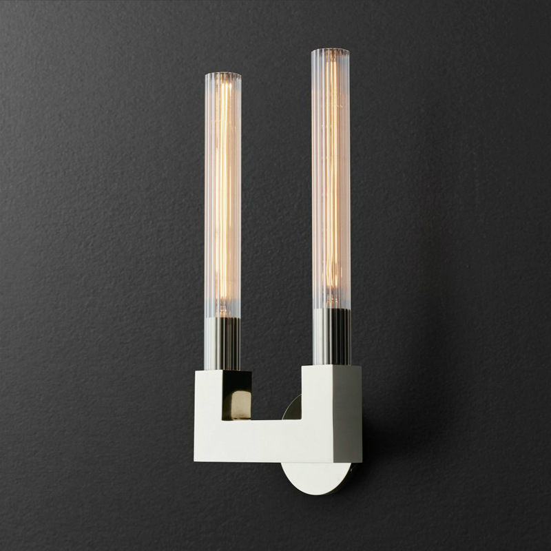 Бра RH CANNELLE wall lamp DOUBLE Sconces Chrome Хром Прозрачное Стекло в Казани | Loft Concept 