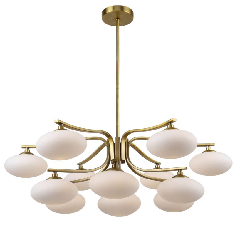 Oval Balls Mushrooms Chandelier 13 Brass Латунь Прозрачный белый в Казани | Loft Concept 