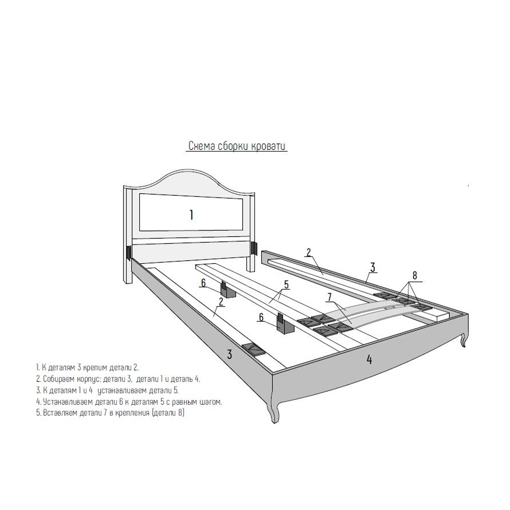 Кровать из массива бука с жёстким изголовьем Tasteful Furniture в Казани