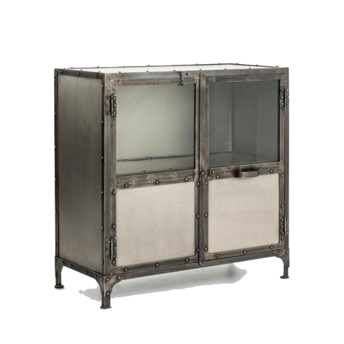 Комод металлический Industrial Steampunk Nickel 2 Door Cabinet  в Казани | Loft Concept 