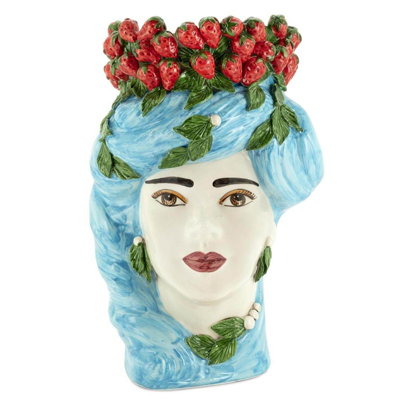 Ваза VASE STRAWBERRIES HEAD LADY BIG Blue Красный Голубой в Казани | Loft Concept 