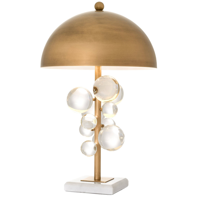 Настольная лампа Eichholtz Table Lamp Floral Латунь Античная полированная Прозрачное Стекло Белый в Казани | Loft Concept 