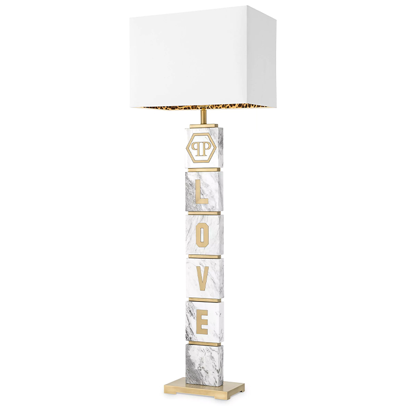 Торшер Philipp Plein Floor Lamp King Белый Белый Мрамор Bianco Золотой в Казани | Loft Concept 