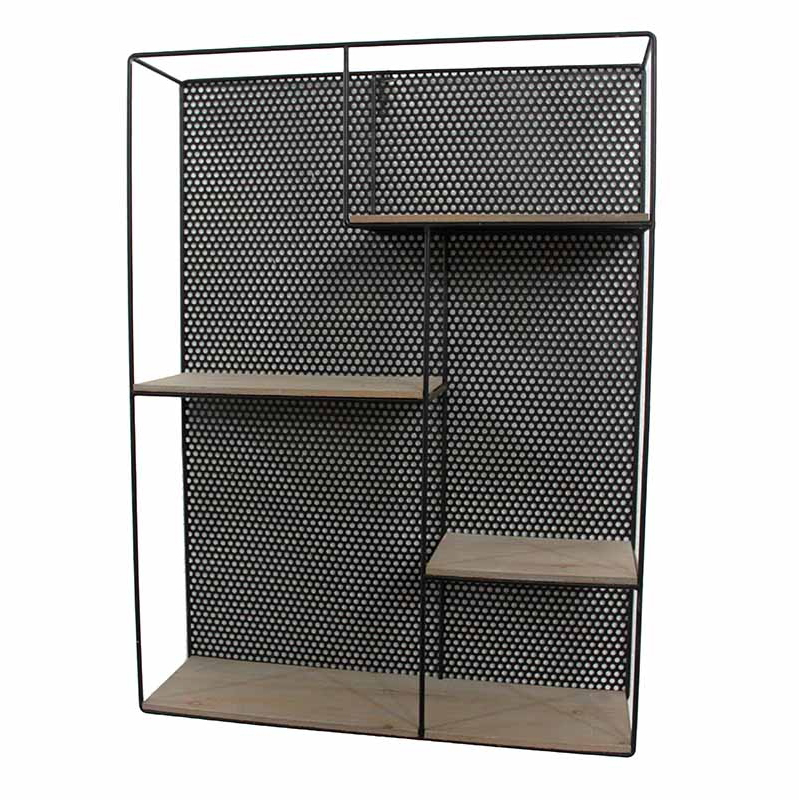 Полка Perforation Loft Rectangle Shelf Бежево-серый Черный в Казани | Loft Concept 