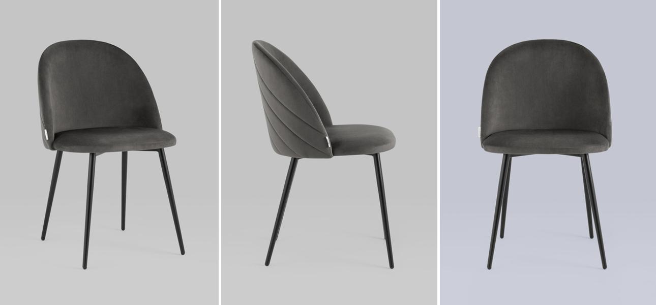 Стул Серый Велюр Miruna Leaf Chair - фото