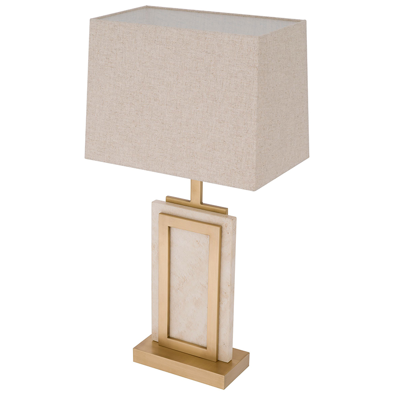 Настольная лампа Eichholtz Table Lamp Murray Travertine Бежевый Латунь в Казани | Loft Concept 