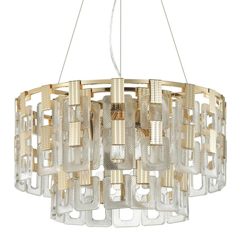 Люстра Ribbed Elements Pendant Round 52 Золотой Прозрачное Стекло в Казани | Loft Concept 