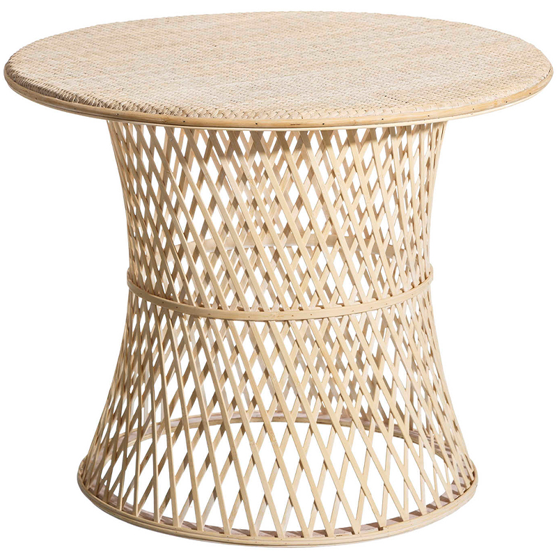 Круглый приставной стол из бамбука Woven Bamboo Side Table Бежевый в Казани | Loft Concept 