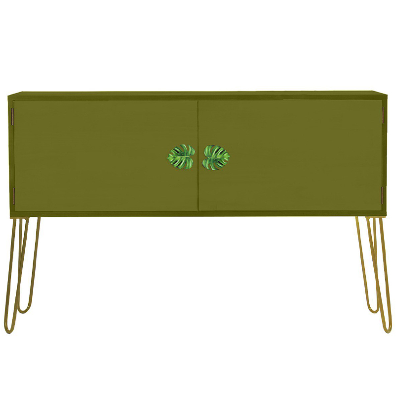 Комод длинный Monstera Green Chest of Drawers Зеленый Оливковый в Казани | Loft Concept 