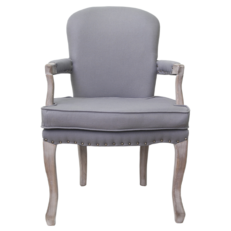 Кресло Aubrey Classical Armchair grey flax Серый Коричневый в Казани | Loft Concept 