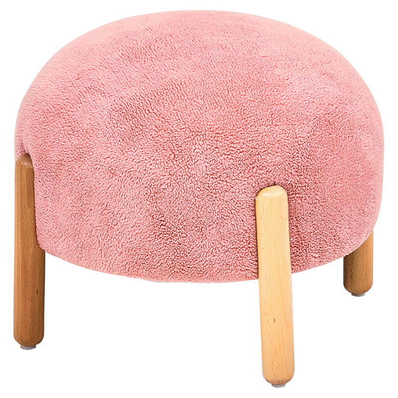 Пуф круглый на деревянных ножках Ralfie Pouf Pink Розовый Древесина в Казани | Loft Concept 