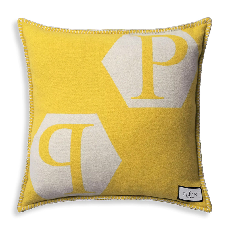 Подушка Philipp Plein Cushion Cashmere Yellow Желтый Белый в Казани | Loft Concept 