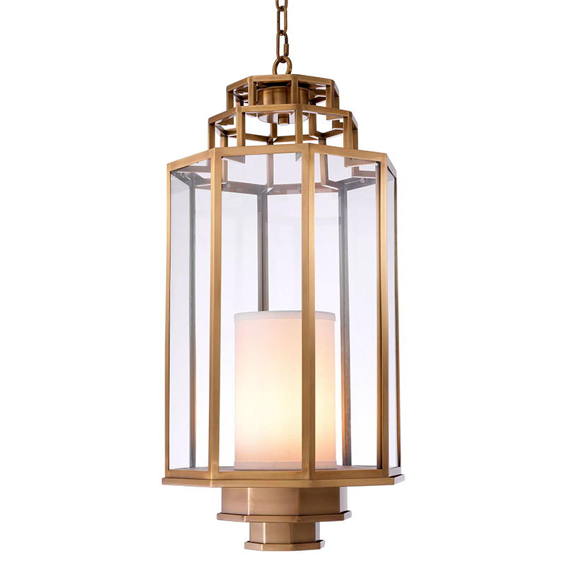 Подвесной светильник Eichholtz Lantern Monticello M Прозрачное Стекло Латунь Белый в Казани | Loft Concept 