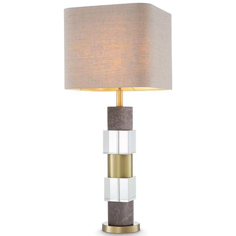 Настольная лампа Eichholtz Table Lamp Cullingham Grey Marble Латунь Прозрачное Стекло Серый Бежево-серый в Казани | Loft Concept 