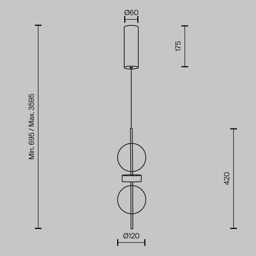 Подвесной светильник с плафоном из стекла с зеркальным градиентом Double Moon в Казани