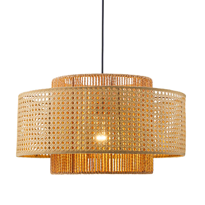 Подвесной светильник с абажуром из плтеного бамбука Light Inside the Cell Бежевый Черный в Казани | Loft Concept 