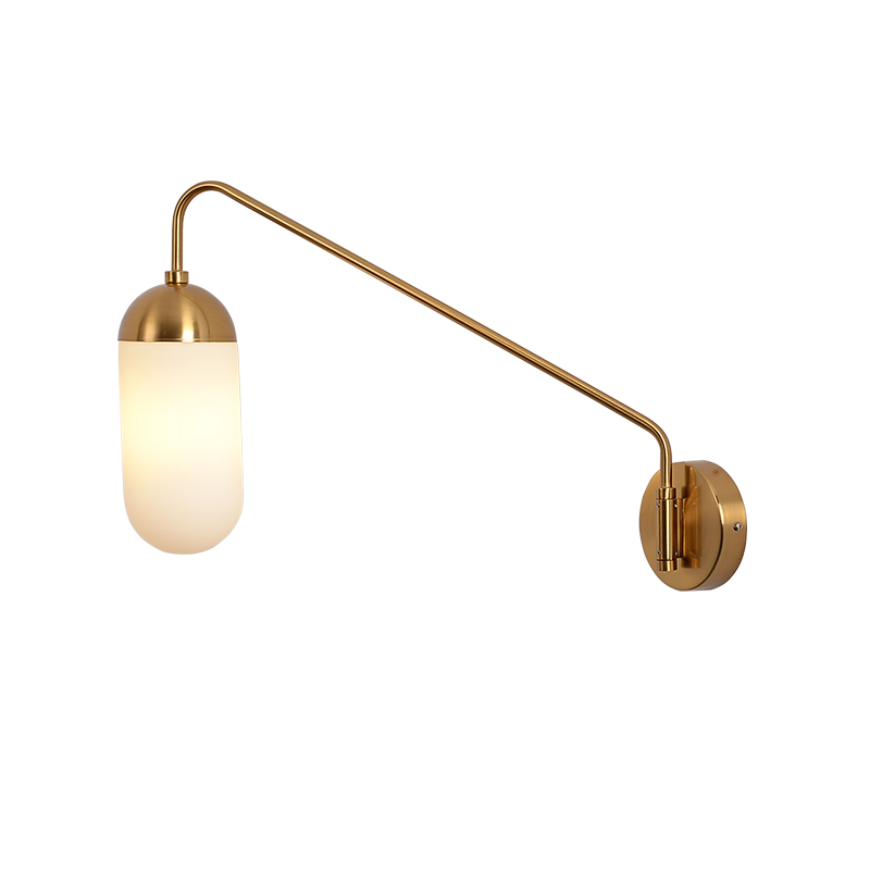 Бра Pelle Sconce, Long Gooseneck Clear Shade Латунь Белый в Казани | Loft Concept 