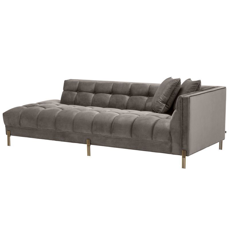 Кушетка Eichholtz Lounge Sofa Sienna Right Серый Матовая латунь в Казани | Loft Concept 