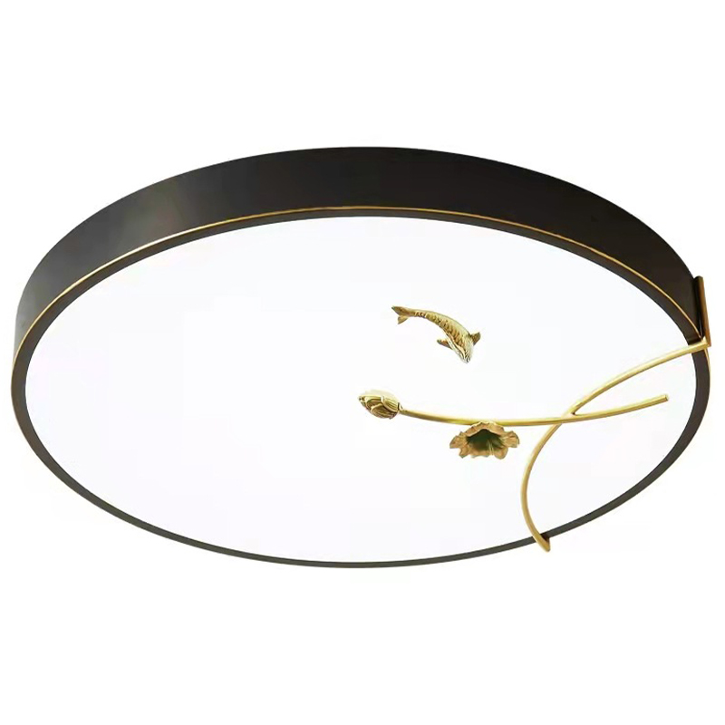 Круглый потолочный светильник Gold Fish Round Ceiling Lamp Black Черный Черный Белый Зеленый в Казани | Loft Concept 