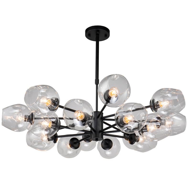 Люстра Branching Bubble Chandelier black 16 Черный Прозрачный в Казани | Loft Concept 