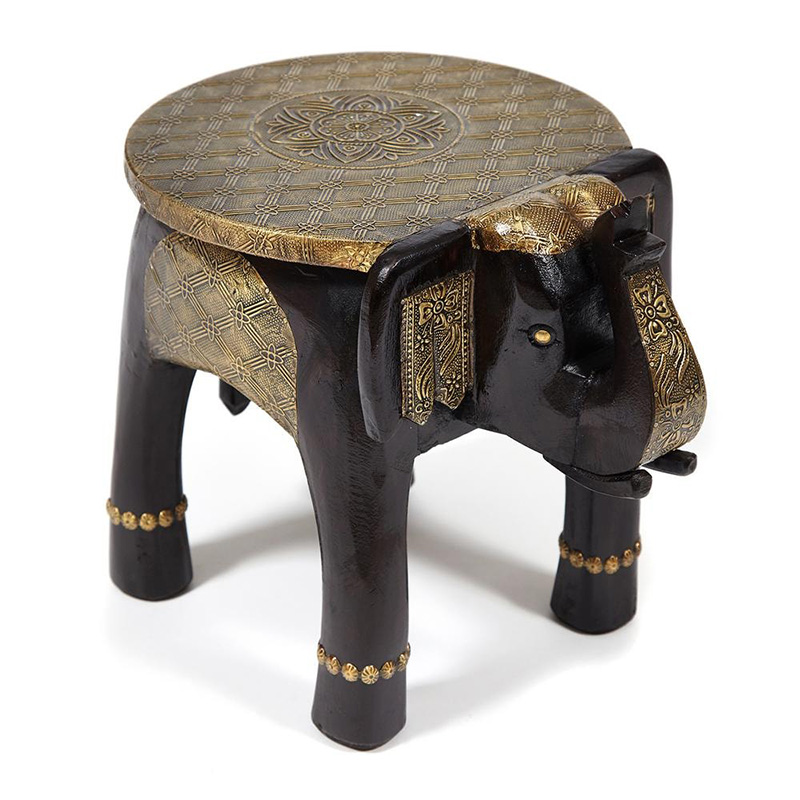 Журнальный стол Antique Indian Brass Mango Wood Elephant Table Черный Латунь в Казани | Loft Concept 