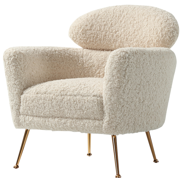 Кресло Milk Boucle Chair Молочный Золотой в Казани | Loft Concept 