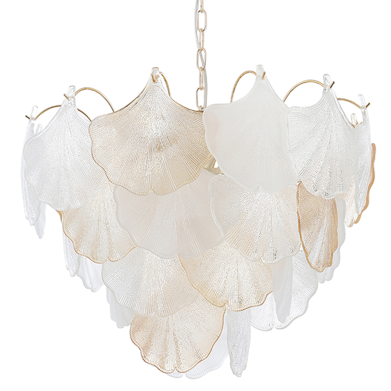 Люстра с рельефными стеклянными элементами в форме листьев Textured Glass Chandelier Золотой Прозрачный Белый Янтарный Люстра с рельефными стеклянными элементами в форме листьев Textured Glass Chandelier Золотой Прозрачный Белый Янтарный в Казани | Loft Concept