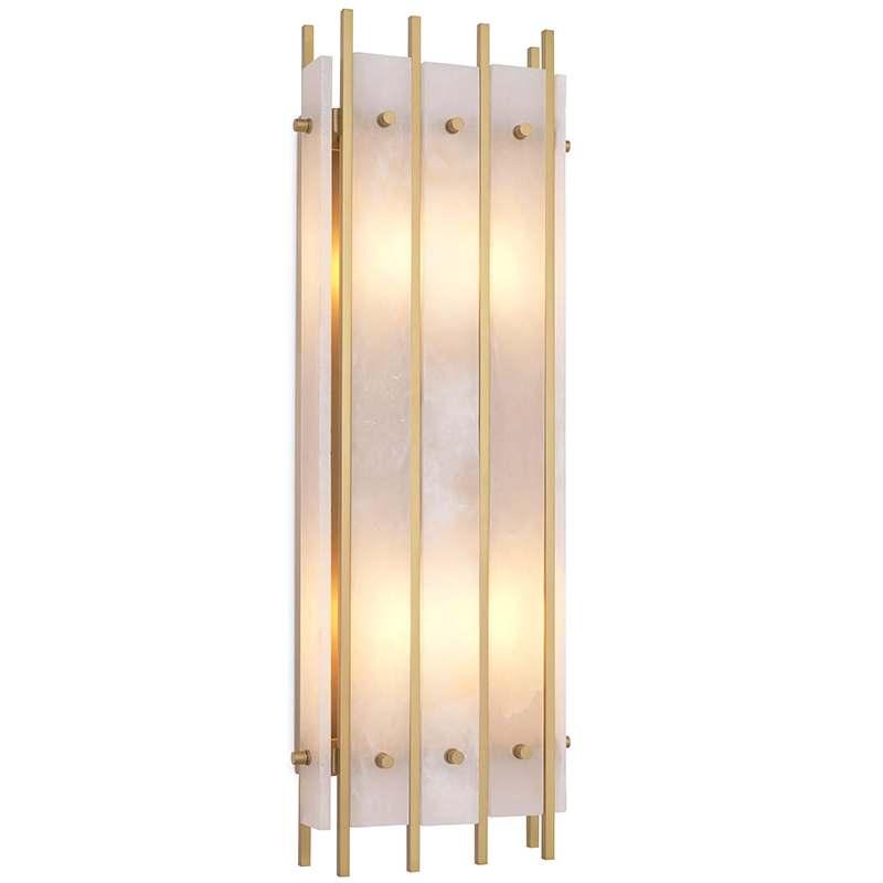 Бра Eichholtz Wall Lamp Sparks L Alabaster Латунь Бежевый Белый Мрамор Bianco в Казани | Loft Concept 