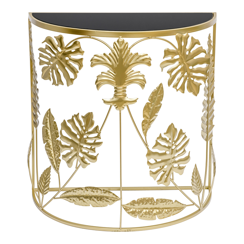 Консоль Tropical Gold Leaves Console Золотой Черный в Казани | Loft Concept 