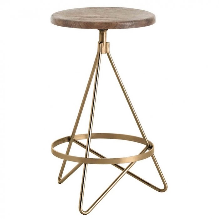 Барный стул Industrial Vintage Brass Iron Swivel Bar Stool Золотой Коричневый в Казани | Loft Concept 