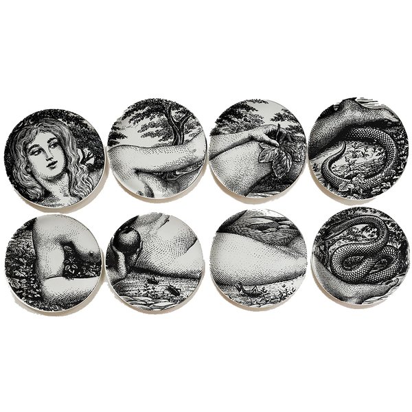 Тарелки FORNASETTI SET OF 8 "EVA" Черный в Казани | Loft Concept 