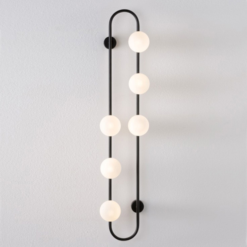 Бра HOOP WALL Lamp Black 6 Черный Белый в Казани | Loft Concept 