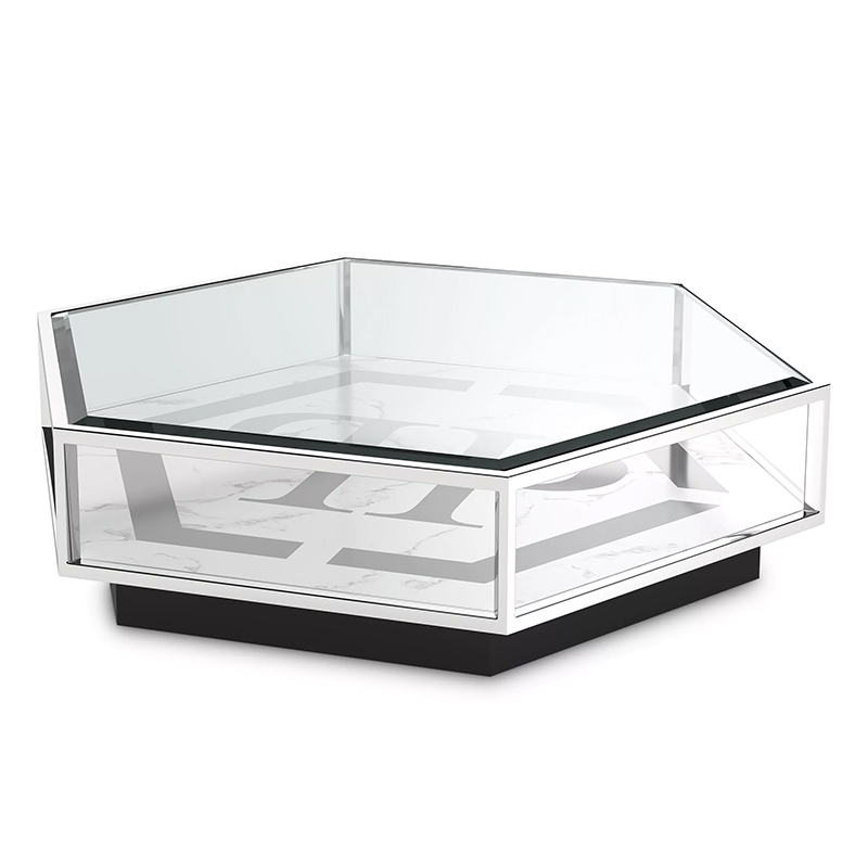 Кофейный стол Philipp Plein Coffee Table Falcon View Chrome Хром Белый Серый Черный в Казани | Loft Concept 