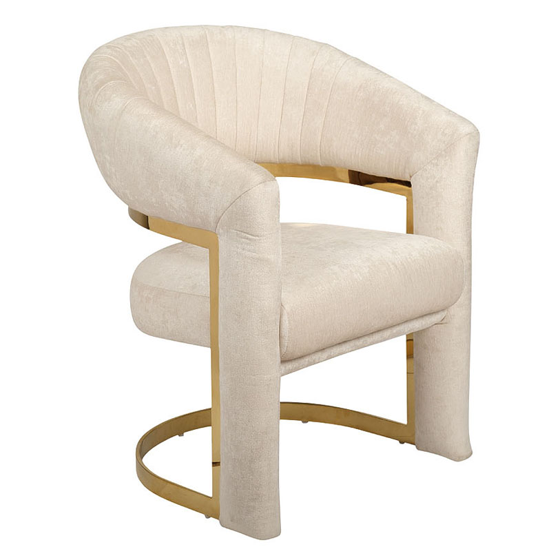 Полукресло Valbonne Chair cream velour Кремовый Глянцевое золото в Казани | Loft Concept 