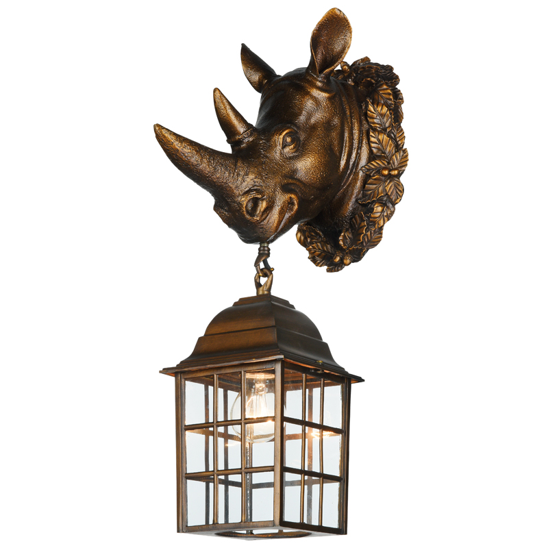 Уличный светильник Rhinoceros Lantern Темная бронза Прозрачное Стекло в Казани | Loft Concept 